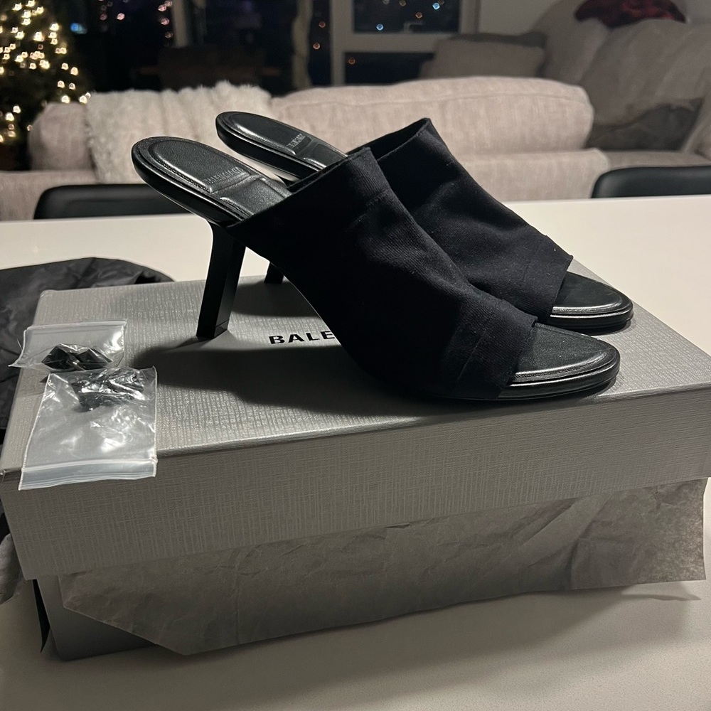 Balenciaga stretch slide sandals black